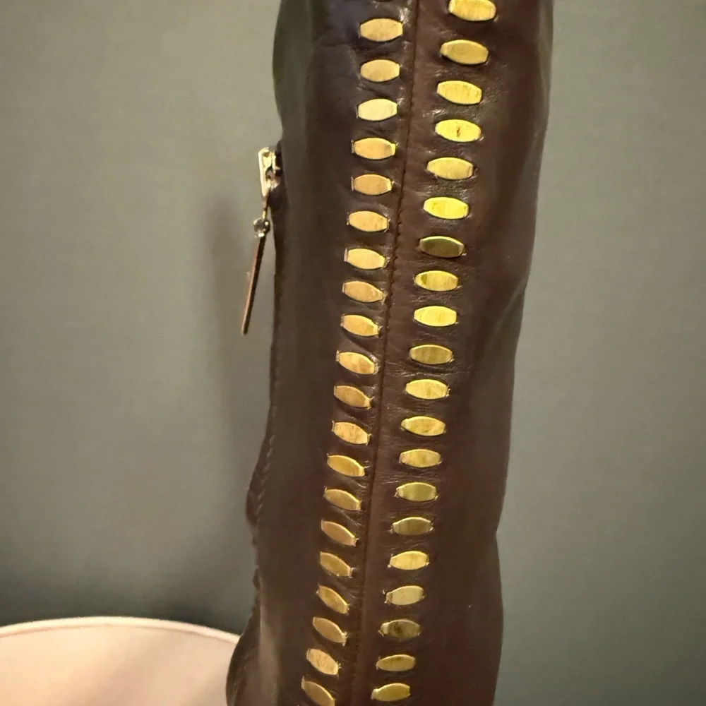 L.A.M.B. Dark Brown Leather Over the Knee Boots size 7.5 - Picture 5 of 9